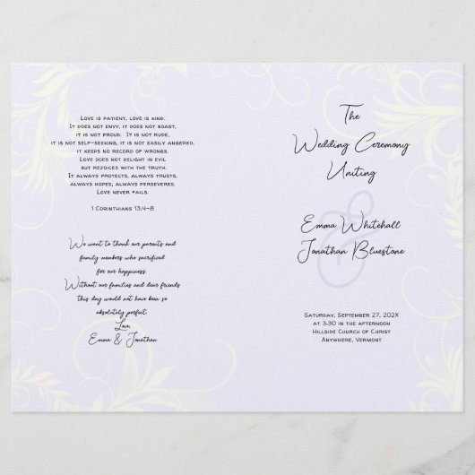 programma voor het huwelijk tussen lavender Flouri (Voorkant)