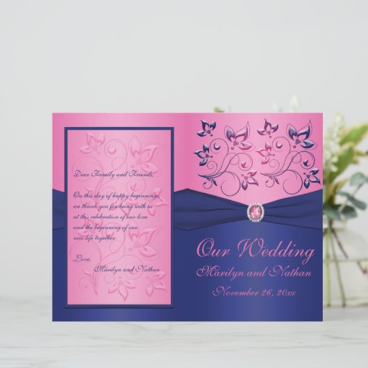 Programma voor het huwelijk tussen Navy en Pink (Staand voorkant)