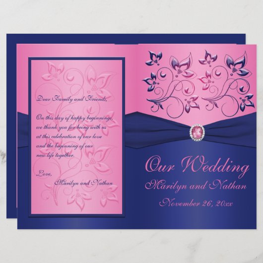 Programma voor het huwelijk tussen Navy en Pink (Voorkant / Achterkant)