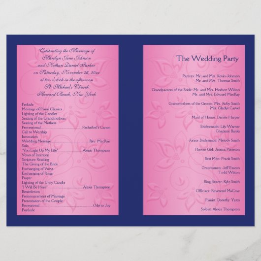 Programma voor het huwelijk tussen Navy en Pink (Achterkant)