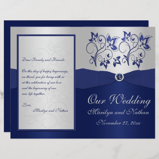 Programma voor het huwelijk tussen Navy en Silver (Voorkant / Achterkant)