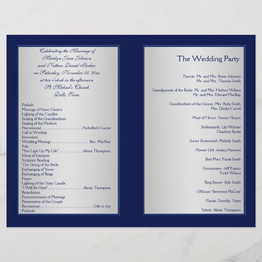 Programma voor het huwelijk tussen Navy en Silver (Achterkant)