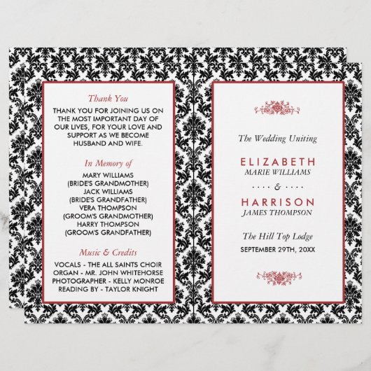  programma voor het huwelijk tussen rood, zwart en (Voorkant / Achterkant)