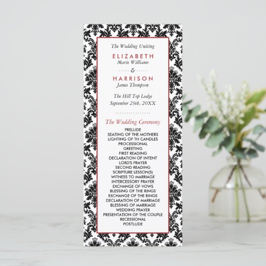  programma voor het huwelijk tussen rood, zwart en programmakaart (Staand voorkant)