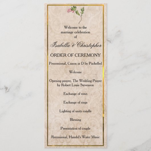  programma voor het huwelijk tussen roze bessen programmakaart (Voorkant)