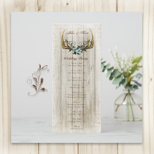 Programma voor het huwelijk tussen Rozen en Antler Programmakaart