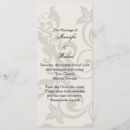 Programma voor het huwelijk van Charcoal en Ivory  Programmakaart