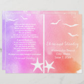 Programma voor het strandbruiloft van roze en paar (Voorkant / Achterkant)