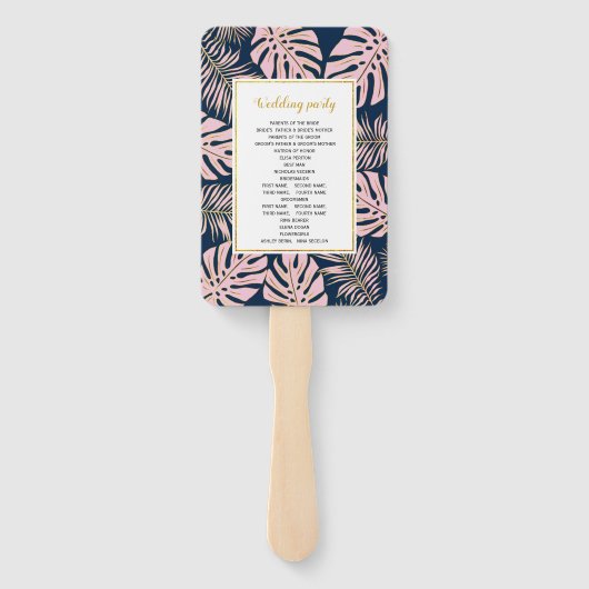 Programma voor het trouteren van roze goudbladeren handwaaier (Achterkant)