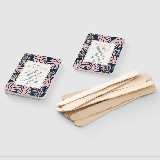 Programma voor het trouteren van roze goudbladeren handwaaier (Niet-gemonteerd)