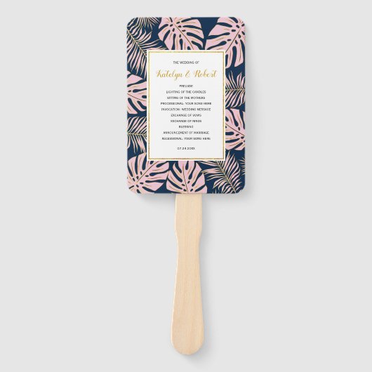 Programma voor het trouteren van roze goudbladeren handwaaier (Voorkant)