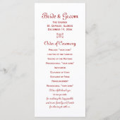 Programma voor het winterweddenschap van rode boge programmakaart (Achterkant)