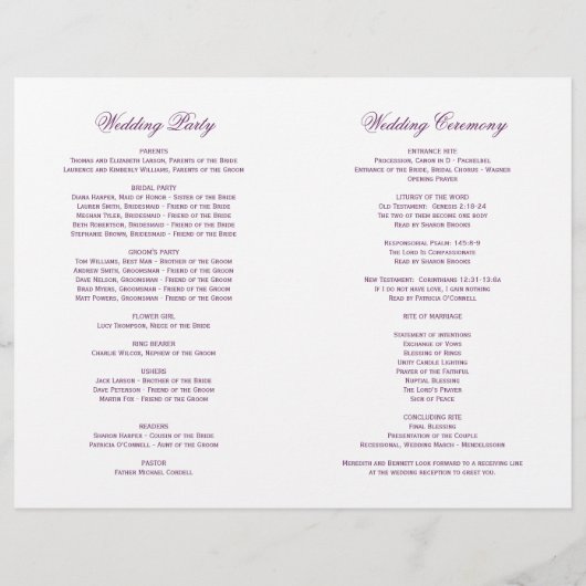 Programma voor huwelijk met finale feestdag (Achterkant)