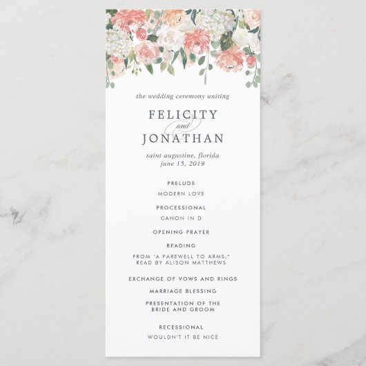 Programma voor huwelijksevenementen in Midzomer Programmakaart (Voorkant)