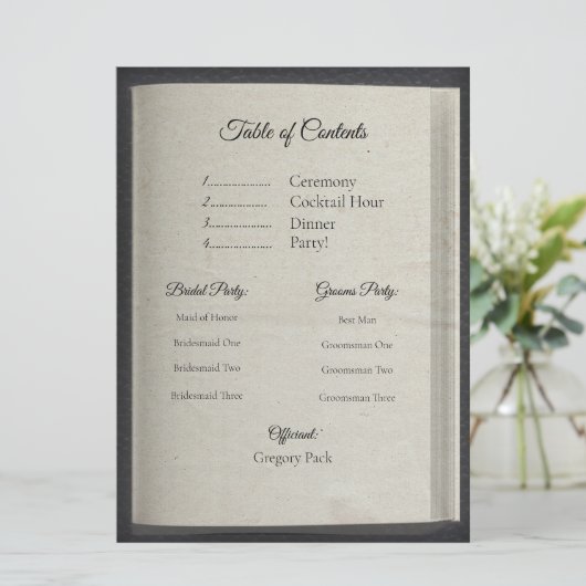 Programma voor inhoudsopgave (Staand voorkant)