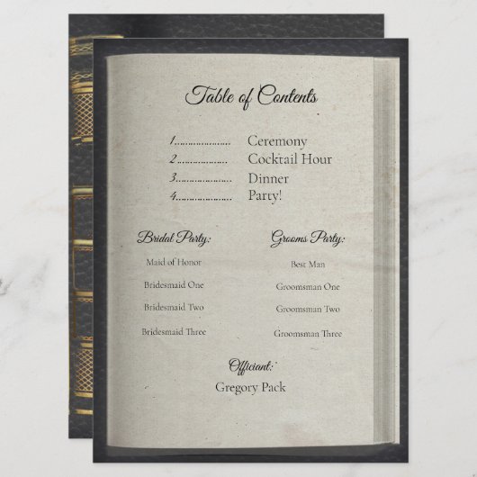 Programma voor inhoudsopgave (Voorkant / Achterkant)