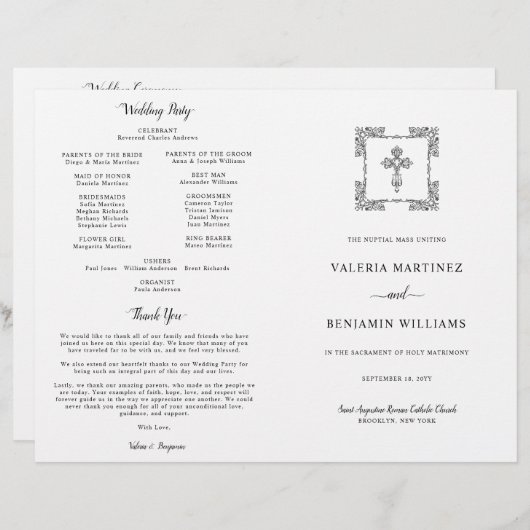  programma voor interkatholieke bruiloft (Voorkant / Achterkant)