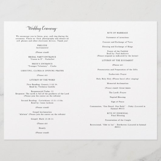  programma voor interkatholieke bruiloft (Achterkant)