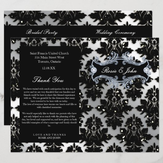 Programma voor Jubileum tussen Damask Glitter Silv (Voorkant / Achterkant)