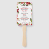 Programma voor kerstbruiloft in Red Poinsettia Handwaaier (Achterkant)