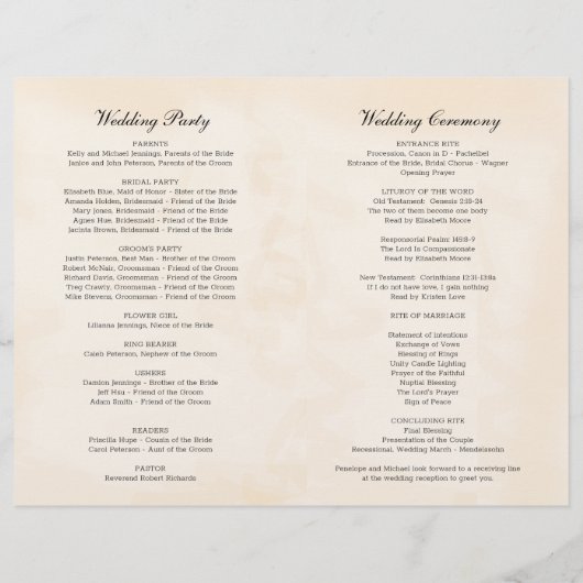 programma voor kerstbruiloft met Floral Pine (Achterkant)