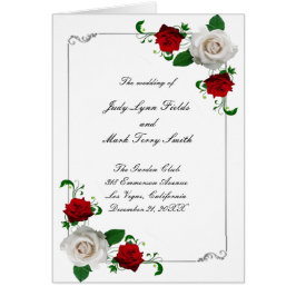 Programma voor kerstbruiloft met rode en witte Roz