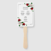 Programma voor kerstbruiloft met rode en witte Roz Handwaaier (Achterkant)