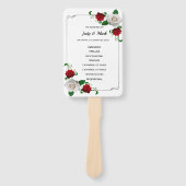 Programma voor kerstbruiloft met rode en witte Roz Handwaaier (Voorkant)