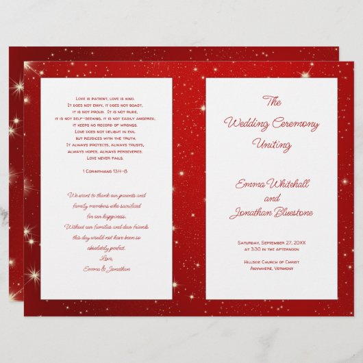 Programma voor kerstbruiloft Roodbekistende staren (Voorkant / Achterkant)