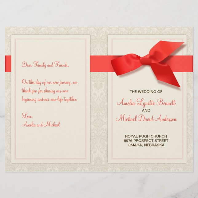 Programma voor koraalriffen en taupe Damask Weddin (Voorkant)