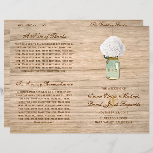 Programma voor landelijke tong Mason Jar Hydrangea (Voorkant / Achterkant)