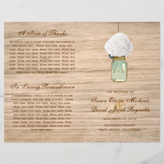 Programma voor landelijke tong Mason Jar Hydrangea (Voorkant)