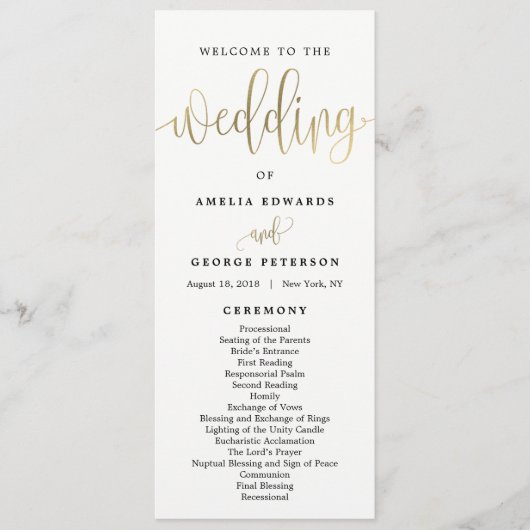 Programma voor liefdevolle kalligrafie voor wedden programmakaart (Voorkant)