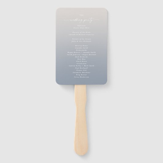 Programma voor Oraal-Oerij en Dusty Blue Wedding C Handwaaier (Achterkant)