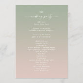 Programma voor Oranje groene en lichtroze weddensc Programmakaart (Achterkant)