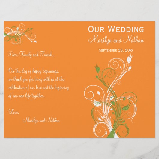 Programma voor Oranje, groene en witte bruiloft (Voorkant)