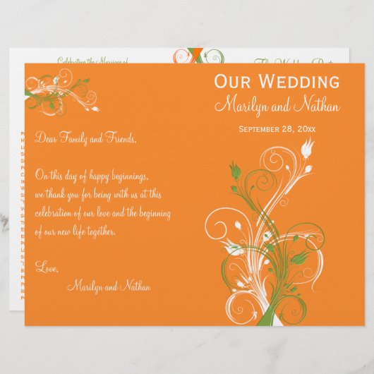 Programma voor Oranje, groene en witte bruiloft (Voorkant / Achterkant)