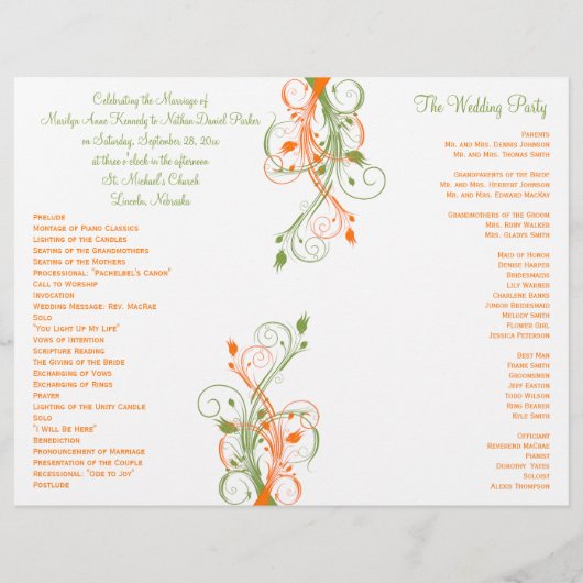 Programma voor Oranje, groene en witte bruiloft (Achterkant)