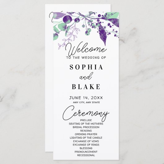 Programma voor Paarse en groene bessen en groene b (Voorkant / Achterkant)