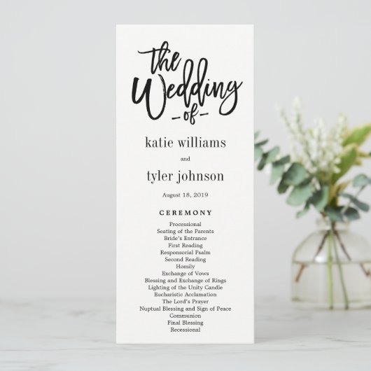 Programma voor pensed Charm Wedding Programmakaart (Staand voorkant)