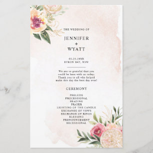 Programma voor pony- en Gold Foil Bloom Wedding-ce
