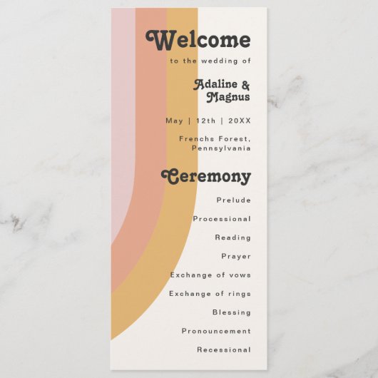 Programma voor regenboogbruiloft van de Moderne Re Programmakaart (Voorkant)