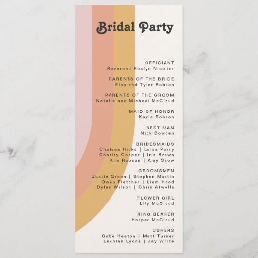 Programma voor regenboogbruiloft van de Moderne Re Programmakaart (Achterkant)