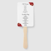 Programma voor rode en goudbloedige bruiloft handwaaier (Achterkant)