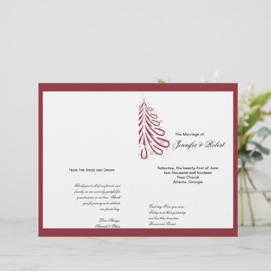 Programma voor rode en witte winterbruiloft (Staand voorkant)