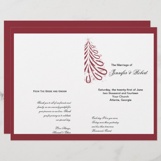 Programma voor rode en witte winterbruiloft (Voorkant / Achterkant)