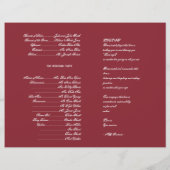 Programma voor rode en witte winterbruiloft (Achterkant)