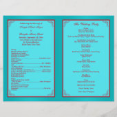 Programma voor rode, Turquoise Floral Wedding Flyer (Achterkant)