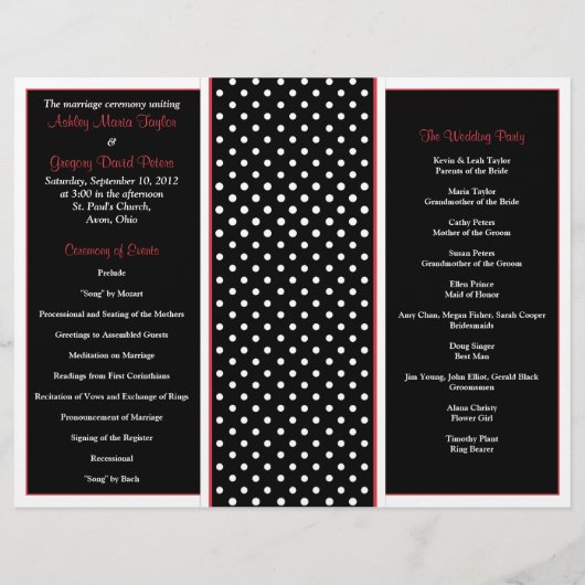 Programma voor rode, zwarte en witte poka-weddensc (Achterkant)