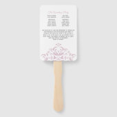 Programma voor roze en grijze bruine dwergvrouwen handwaaier (Achterkant)